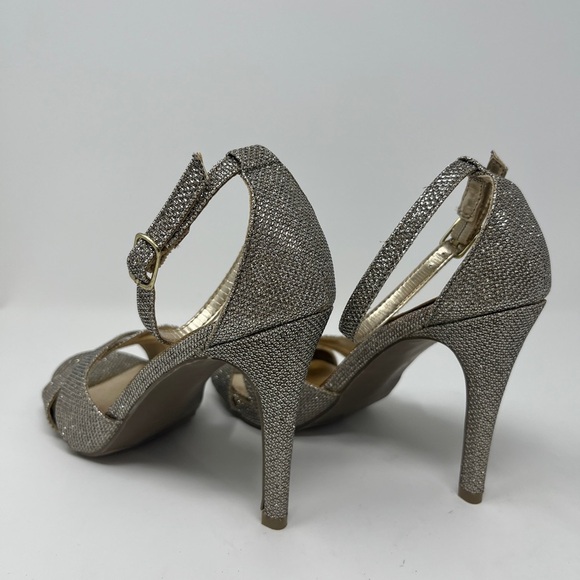 Material Girl Glitter Ankle Strap Open Toe Heels Size 7.5 - Picture 4 of 9